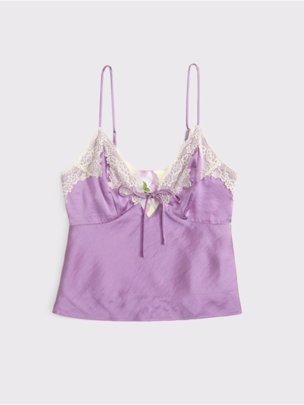 Abercrombie & fitch Reversible Tank, purple/ yellow floral with Lace-Trim L